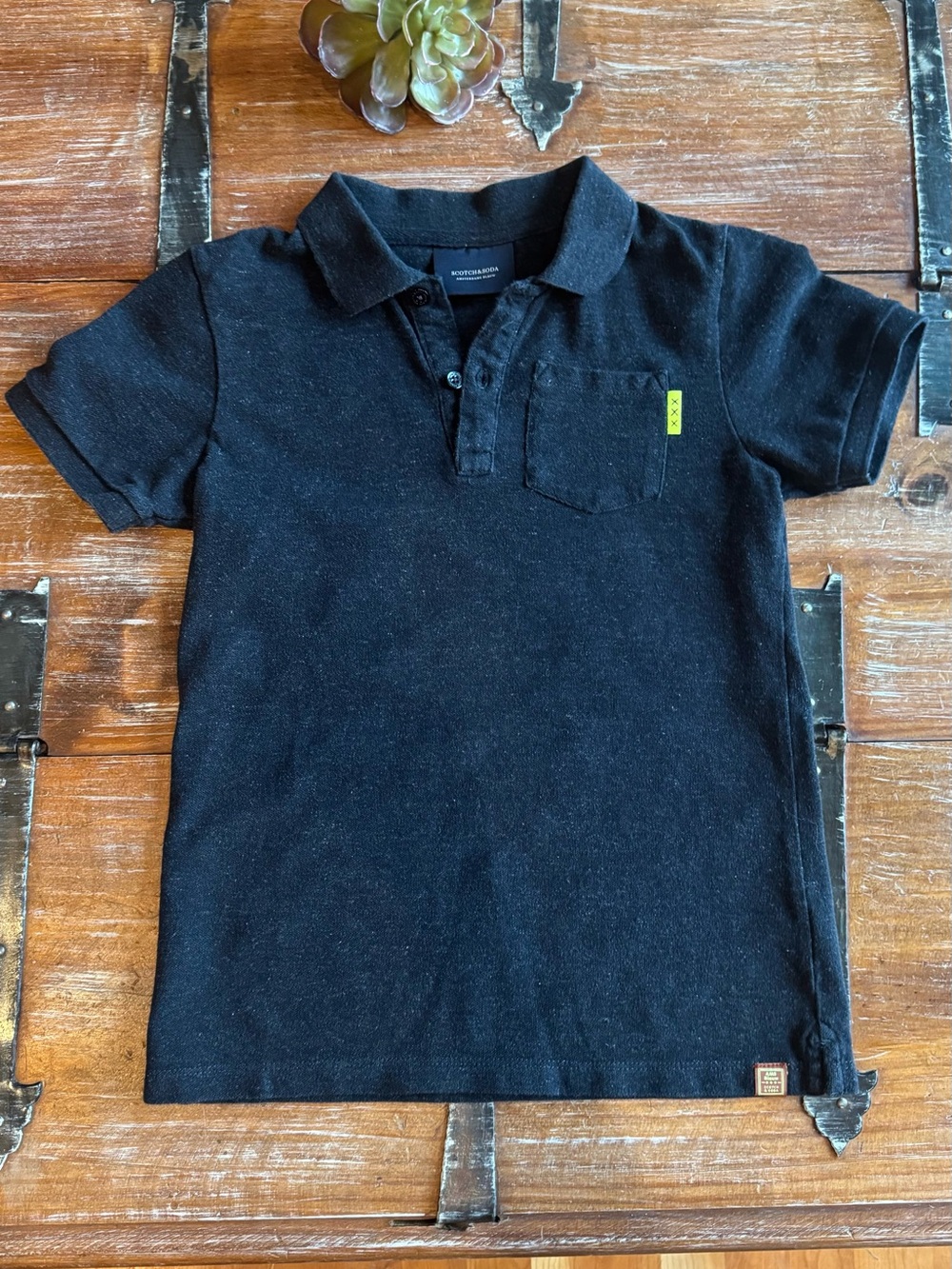 Scotch & Soda Black Short-Sleeve Polo with Chest Pocket